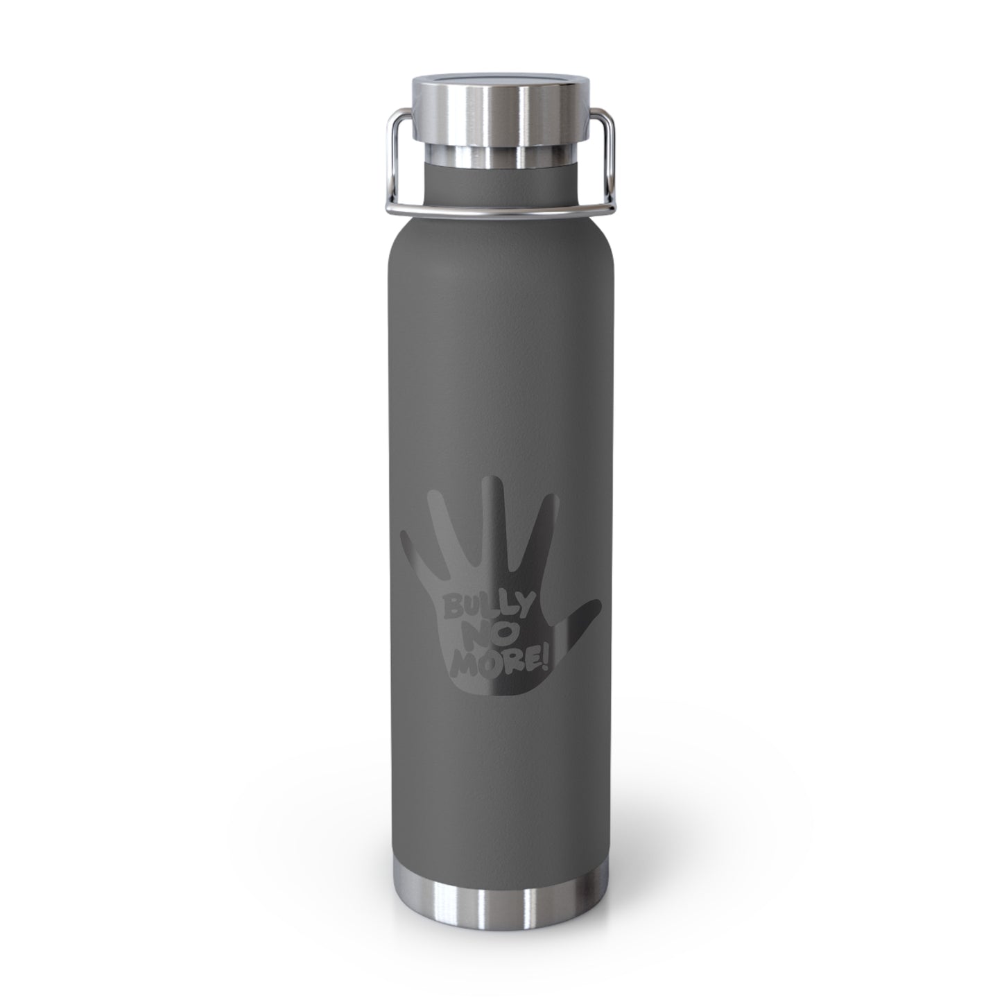 Copper Vacuum Insulated Bottleโ Anti Bullying Stainless Steel Thermos with Black Hand Logo โ Hot Cold BPA-Free Water Bottle โ 22oz
