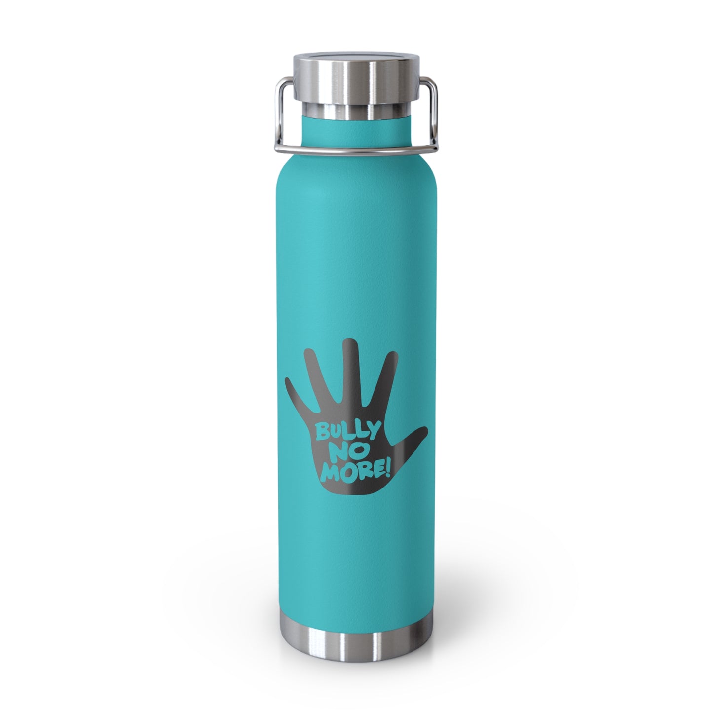 Copper Vacuum Insulated Bottleโ Anti Bullying Stainless Steel Thermos with Black Hand Logo โ Hot Cold BPA-Free Water Bottle โ 22oz