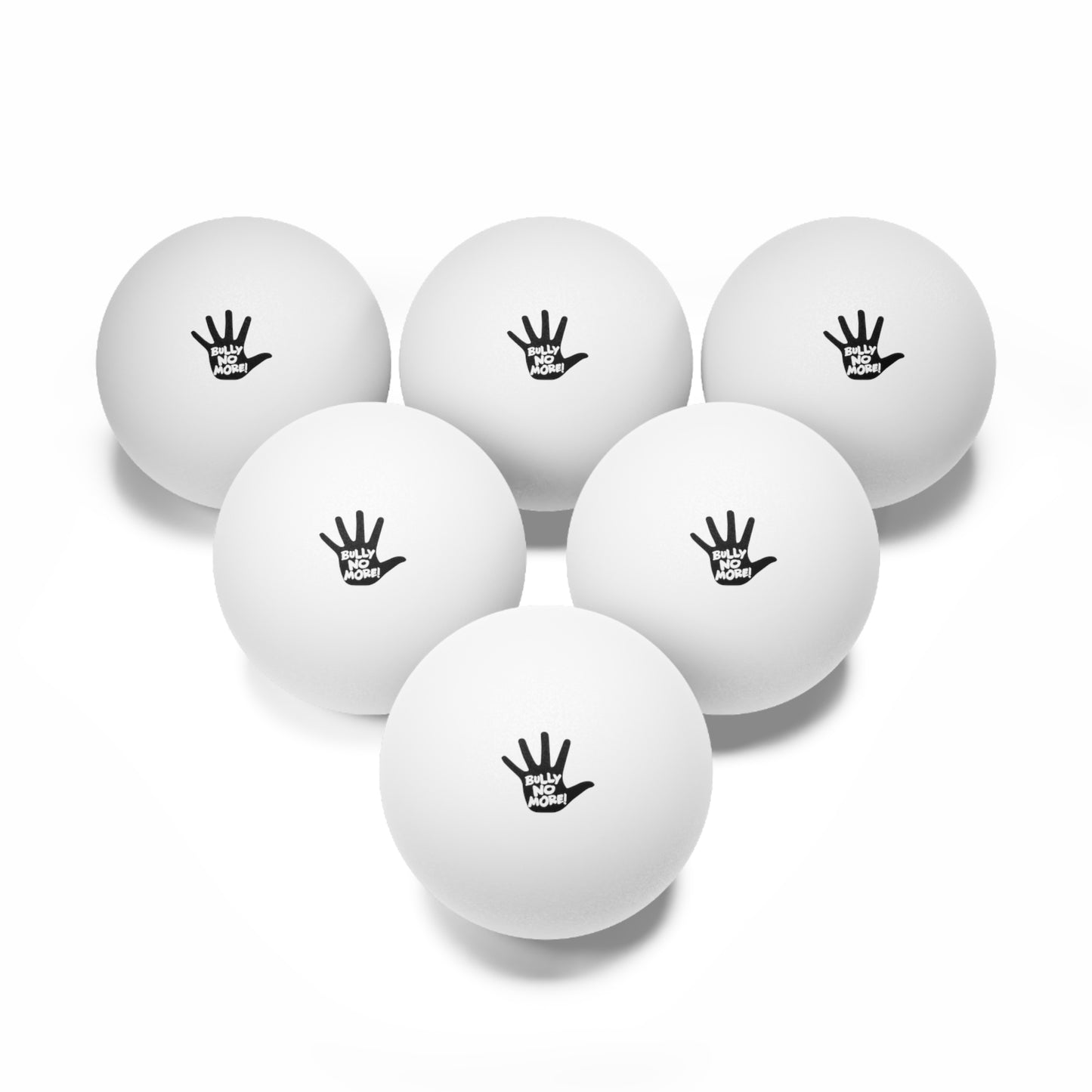 Bully No More Ping Pong Balls โ Motivational Custom Table Tennis Balls Set of 6 โ Anti-Bullying Gifts โ Printed Game Balls, White or Orange
