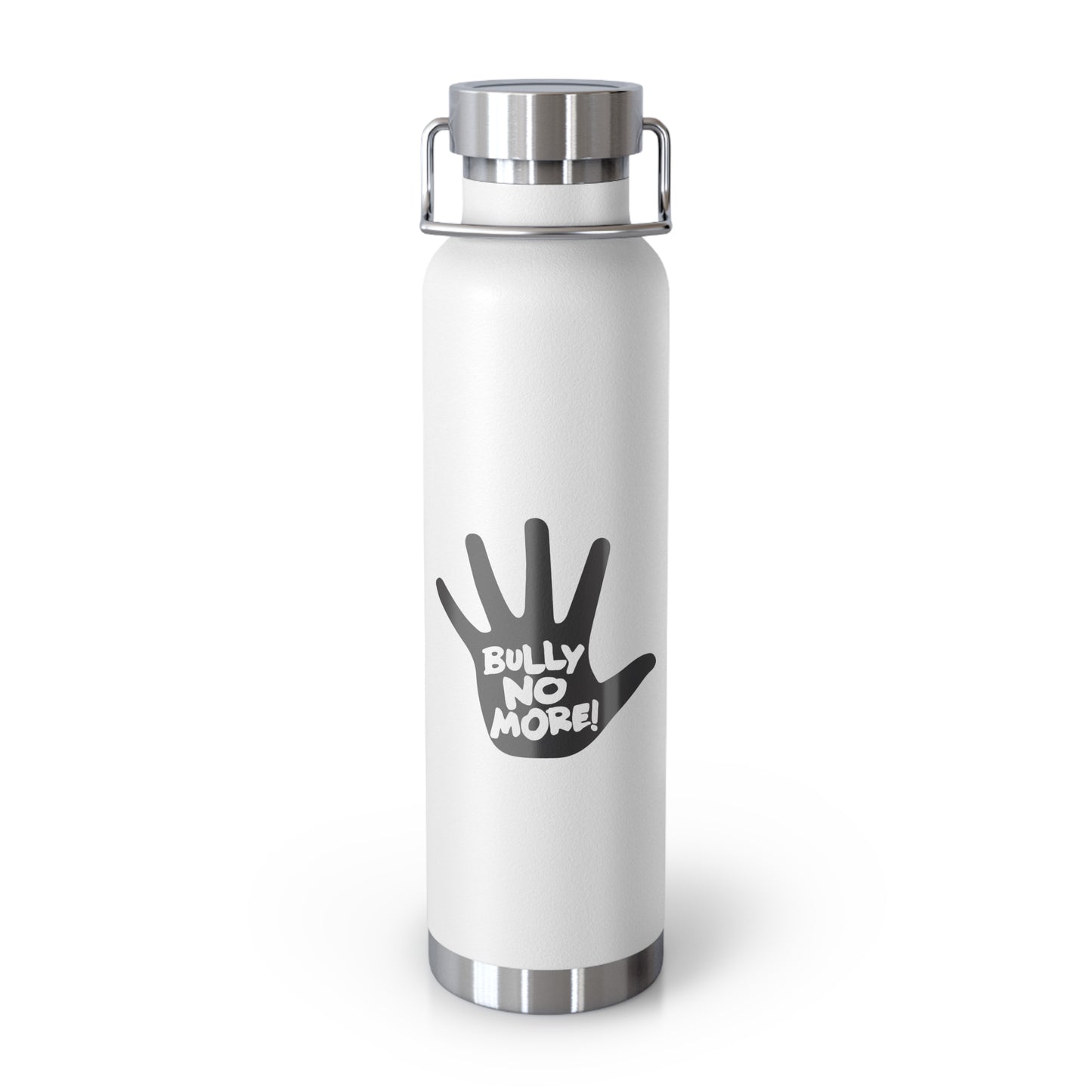 Copper Vacuum Insulated Bottleโ Anti Bullying Stainless Steel Thermos with Black Hand Logo โ Hot Cold BPA-Free Water Bottle โ 22oz