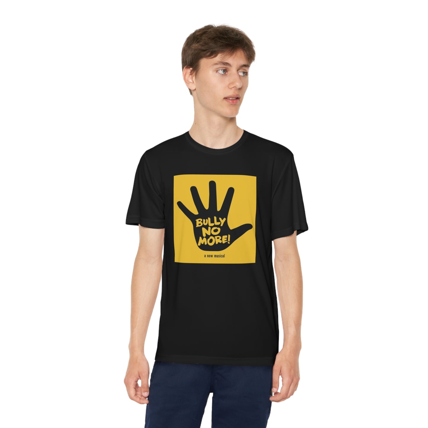 Bully No More Logo Youth Athletic Tee for Sports & Play | Breathable Lightweight Polyester Shirt | Moisture-Wicking Sport T-Shirt for Active Kids & Teens