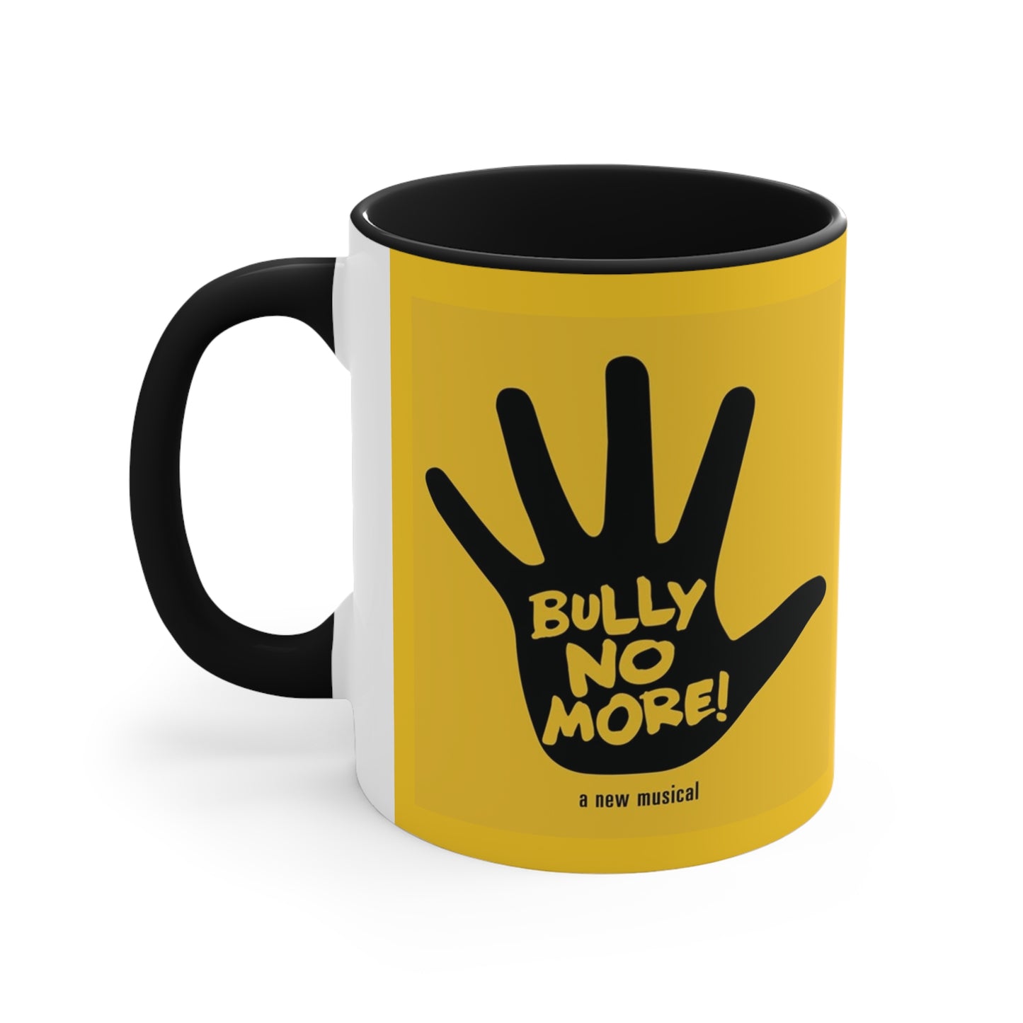 11oz two-tone ceramic coffee mug with colorful interior and C-handle with black interior