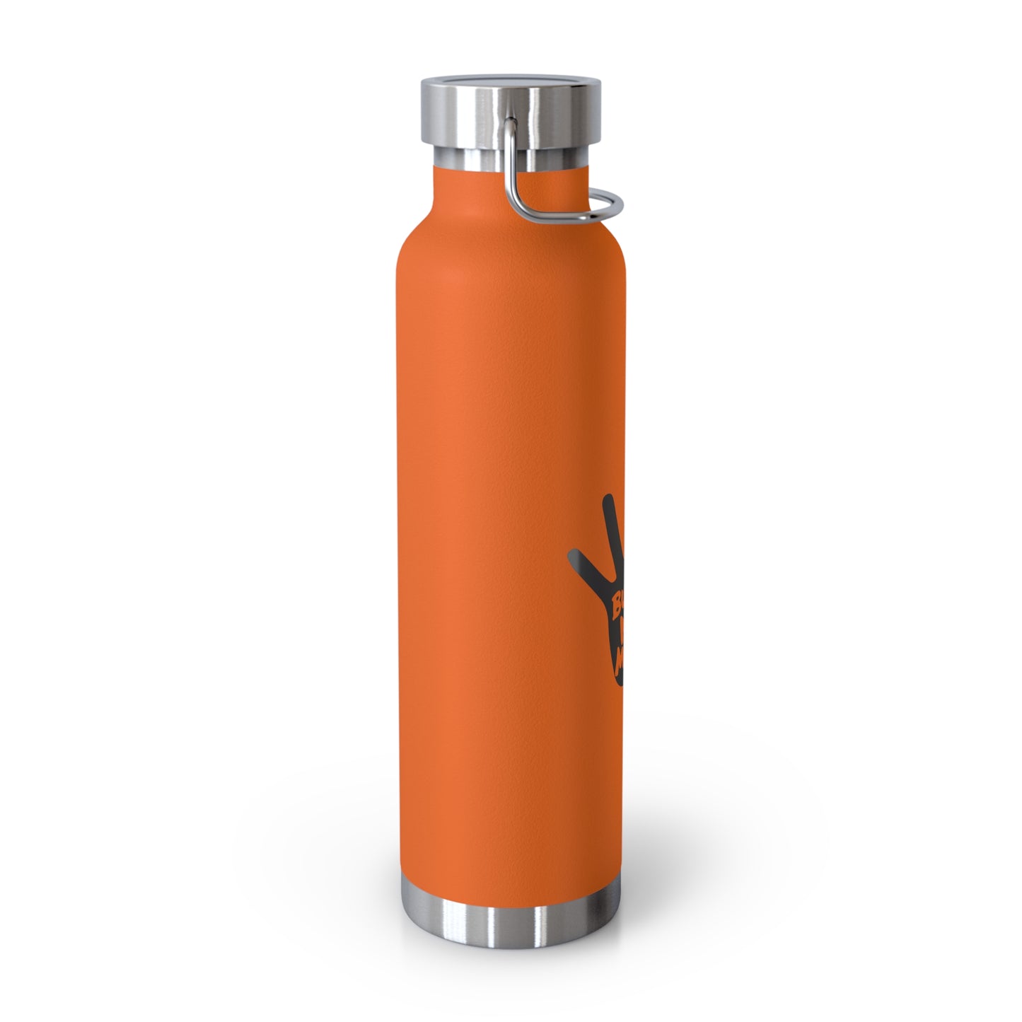 Copper Vacuum Insulated Bottleโ Anti Bullying Stainless Steel Thermos with Black Hand Logo โ Hot Cold BPA-Free Water Bottle โ 22oz