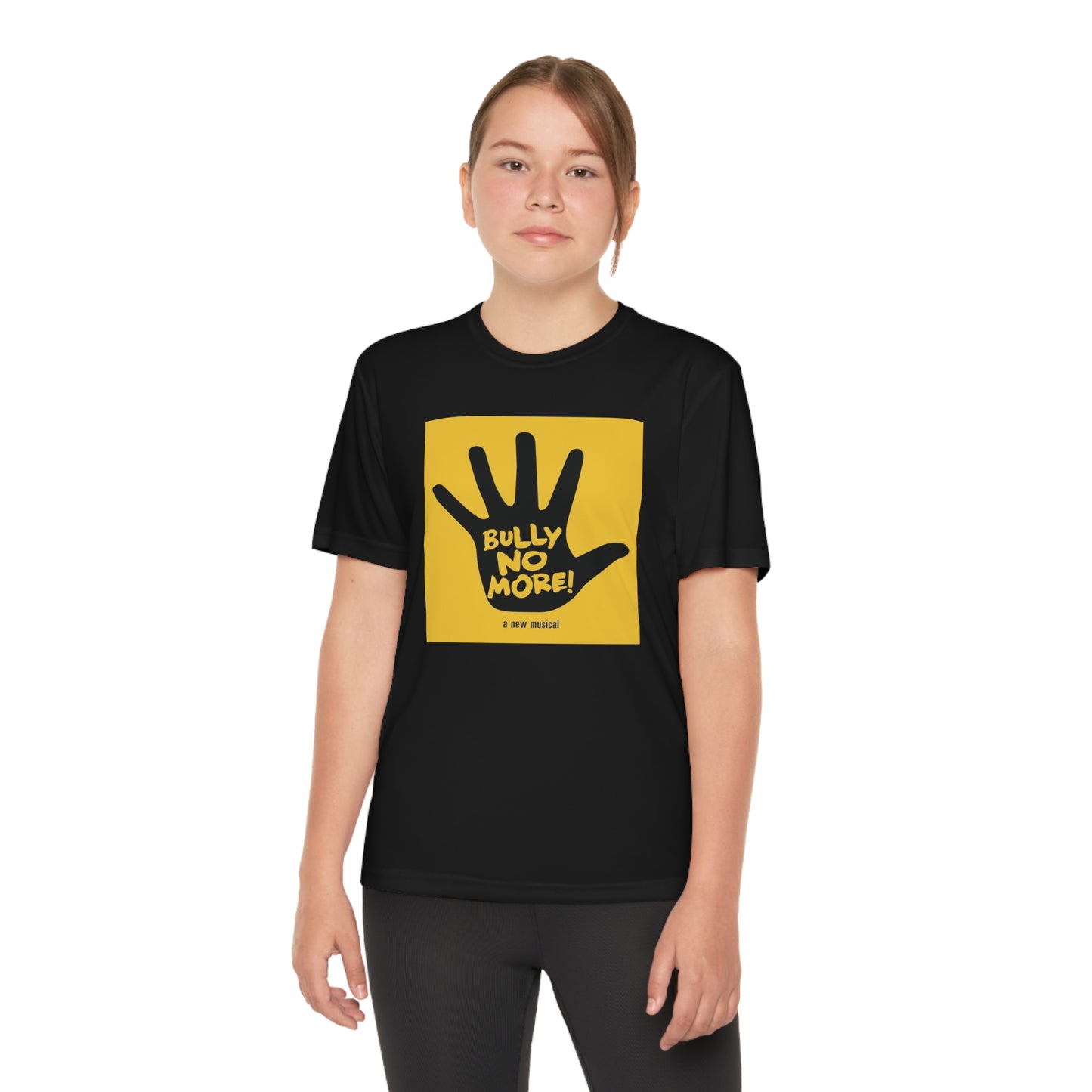 Bully No More Logo Youth Athletic Tee for Sports & Play | Breathable Lightweight Polyester Shirt | Moisture-Wicking Sport T-Shirt for Active Kids & Teens