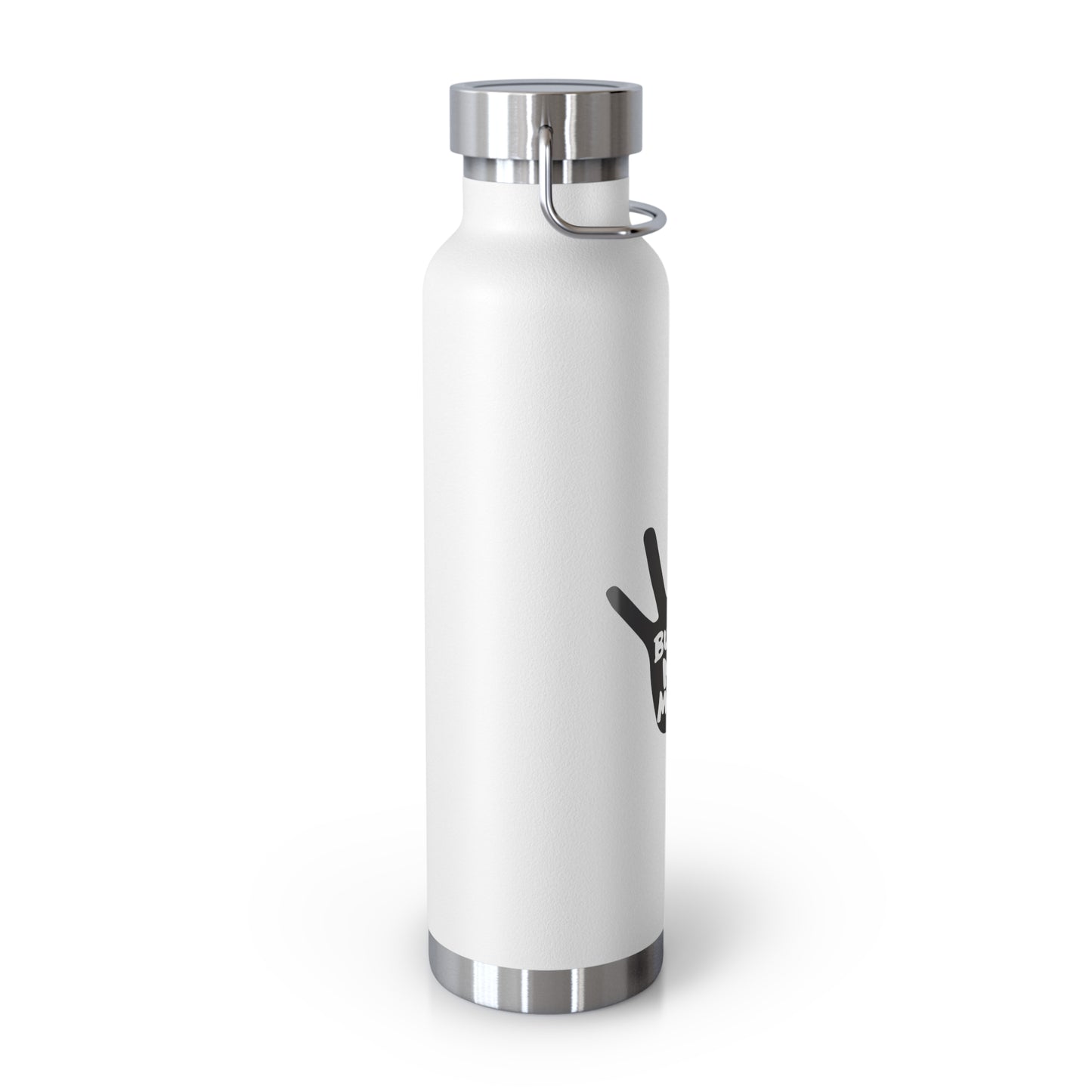 Copper Vacuum Insulated Bottleโ Anti Bullying Stainless Steel Thermos with Black Hand Logo โ Hot Cold BPA-Free Water Bottle โ 22oz