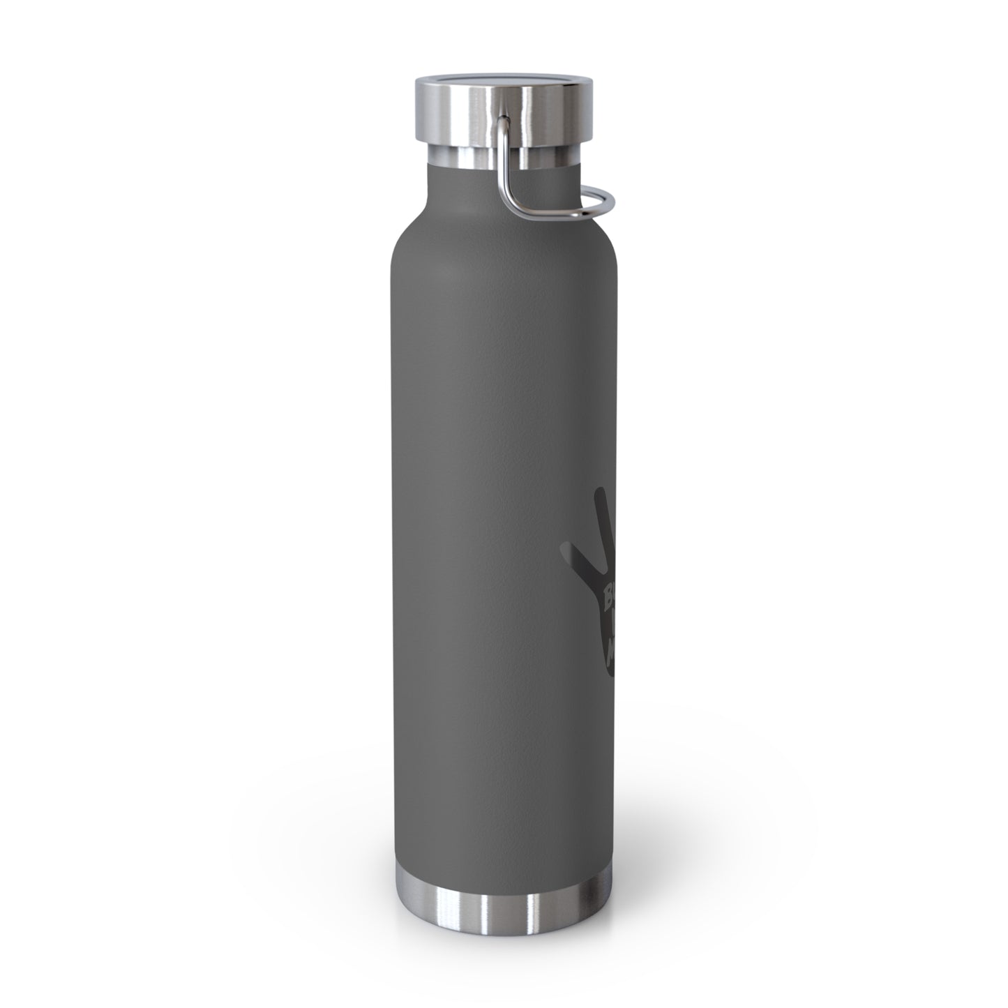 Copper Vacuum Insulated Bottleโ Anti Bullying Stainless Steel Thermos with Black Hand Logo โ Hot Cold BPA-Free Water Bottle โ 22oz