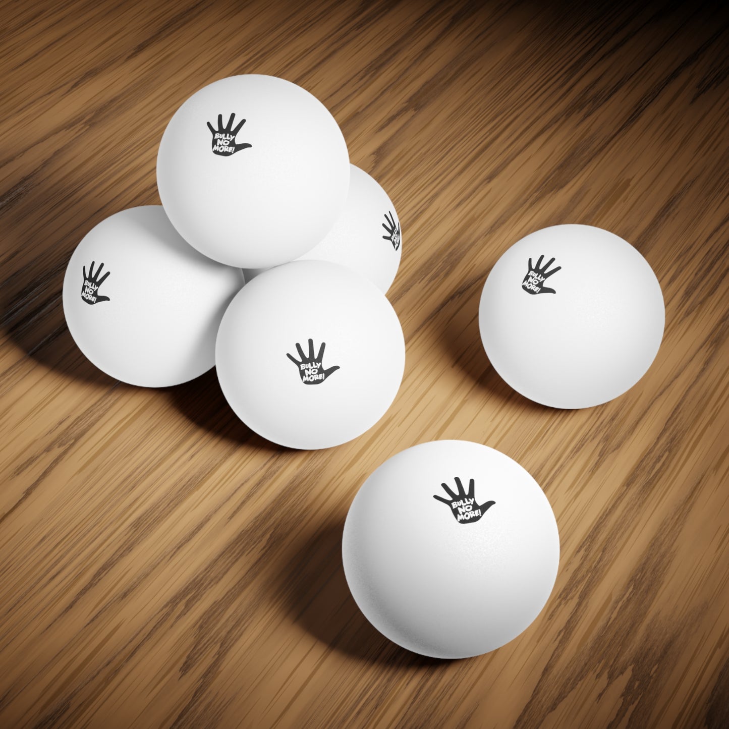 Bully No More Ping Pong Balls โ Motivational Custom Table Tennis Balls Set of 6 โ Anti-Bullying Gifts โ Printed Game Balls, White or Orange